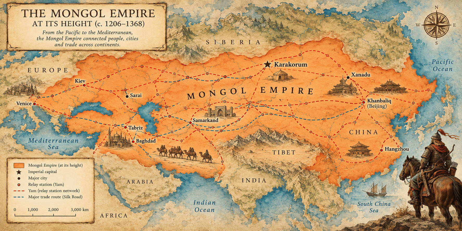 Mongol Empire at Its Height - AI generated illustration (1)