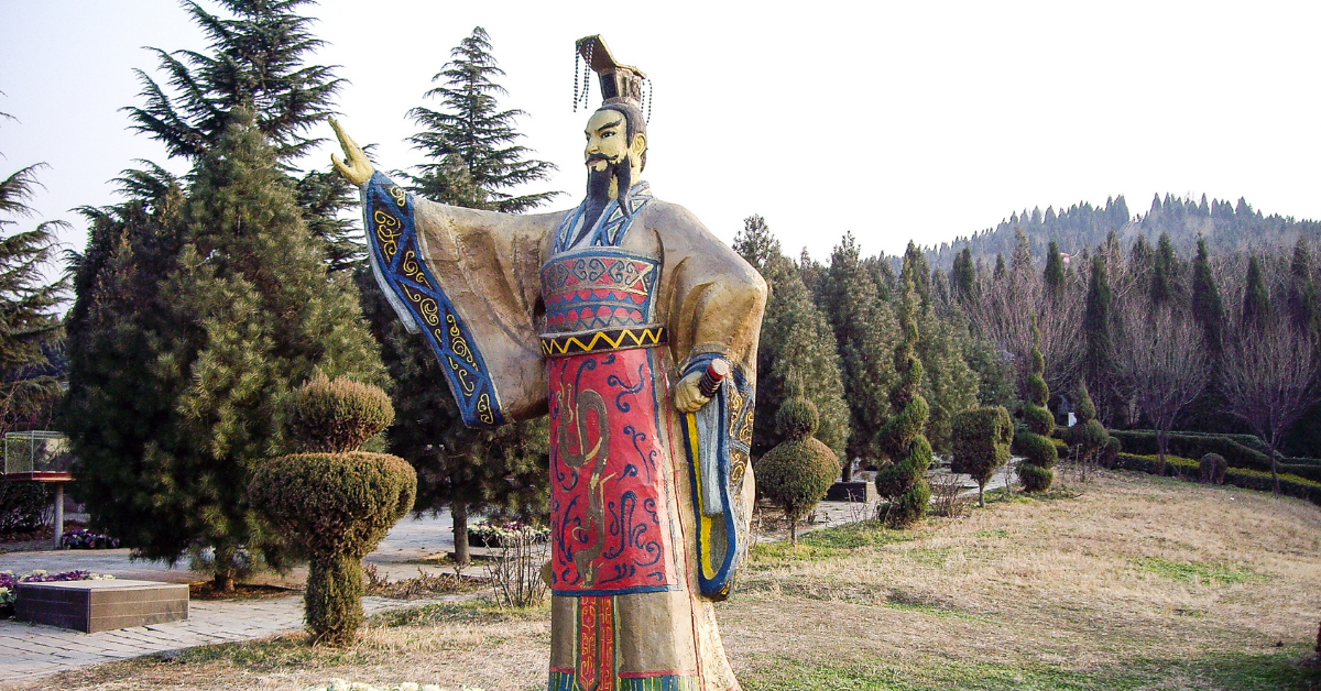 Statue of First Qin Emperor in his Mausoleum, Xian, China